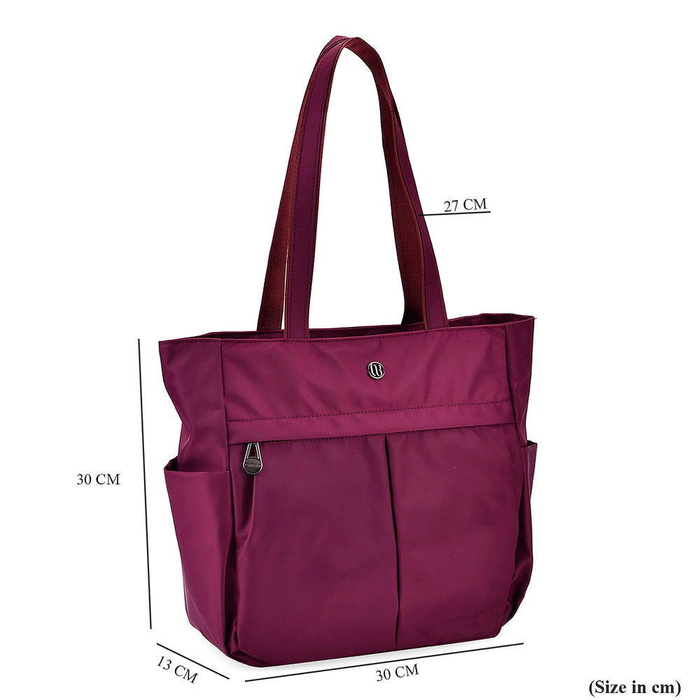 Spacious Oxford Tote Bag with Multiple Pockets - Dark Purple