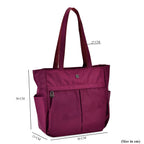 Spacious Oxford Tote Bag with Multiple Pockets - Dark Purple