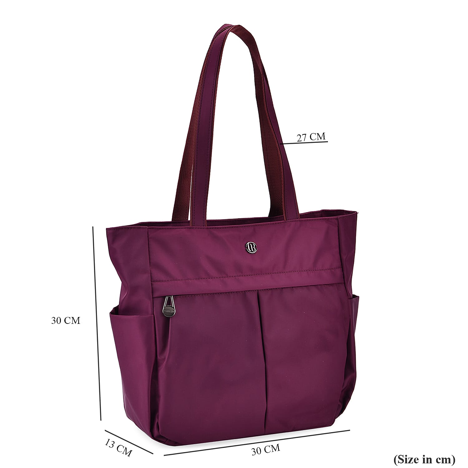 Spacious Oxford Tote Bag with Multiple Pockets - Dark Purple