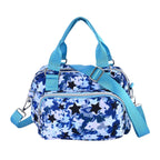 Star Pattern Crossbody Bag with 3 Zipped Exterior Pockets - Blue & Multi
