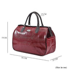 PASSAGE Crocodile Pattern Travel Bag with Handle Drop and Shoulder Strap - Burgundy
