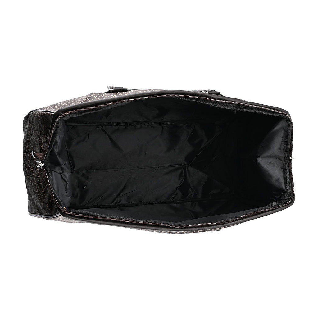 PASSAGE Geometric Pattern Travel Bag With Metallic Zip Closure - Handle Drop - Brown