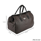 PASSAGE Geometric Pattern Travel Bag With Metallic Zip Closure - Handle Drop - Brown