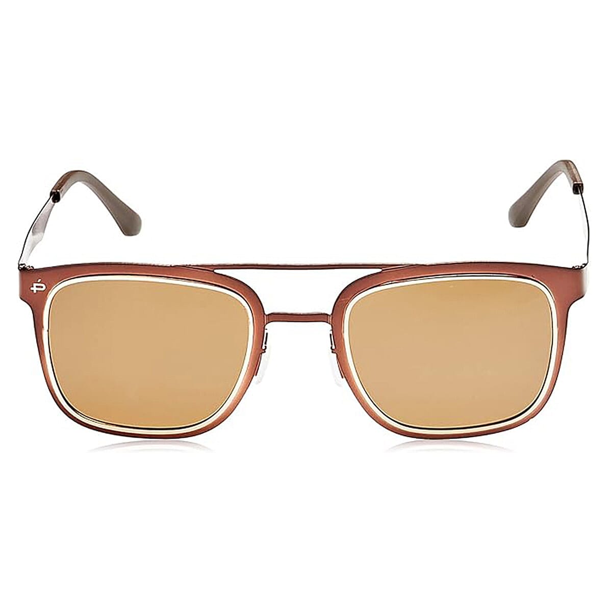 PRIVE REVAUX The Assassin Polarized Copper Square Aviator Sunglasses with Gold Detail
