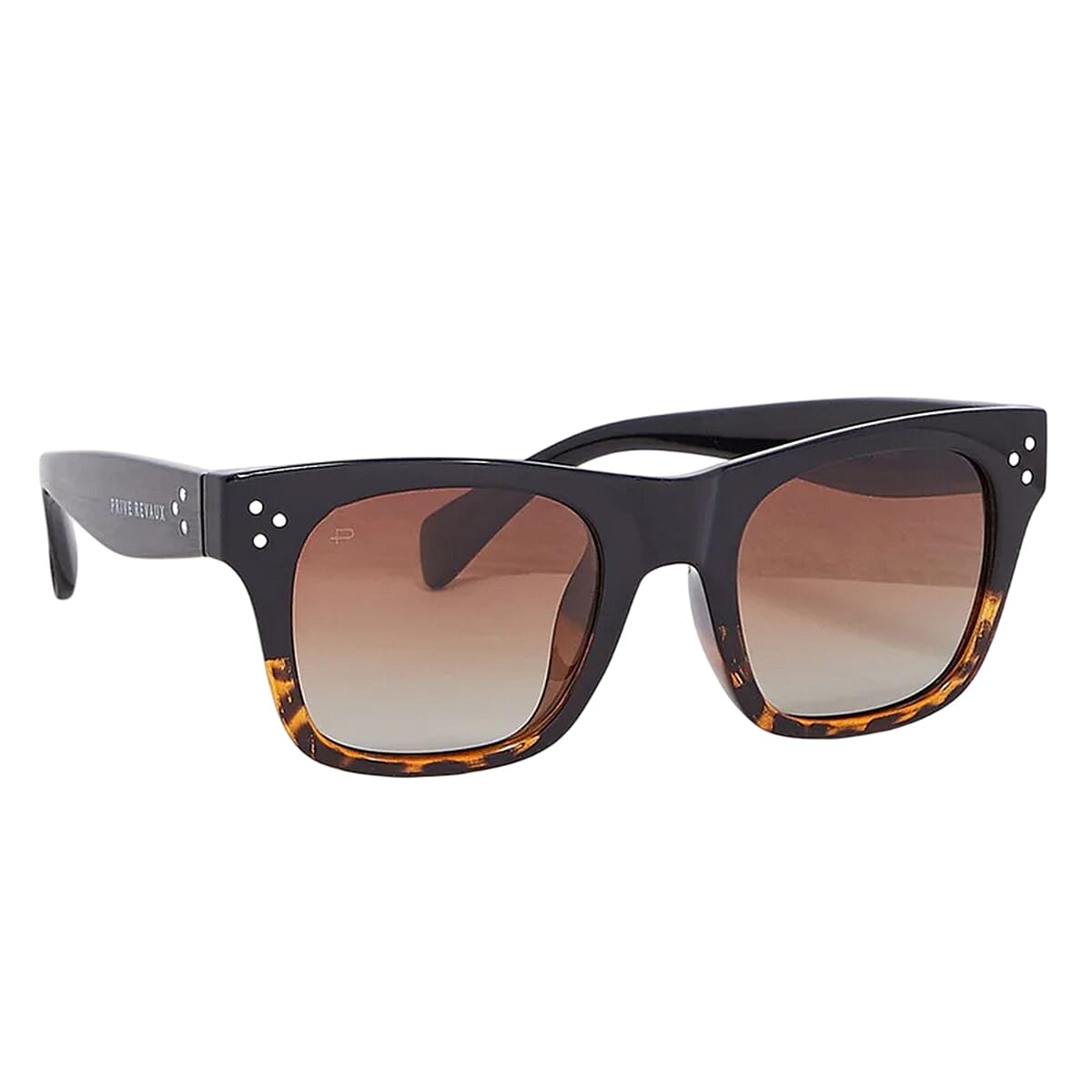 PRIVE REVAUX The Classic - Polarized Two-Tone Square Sunglasses with Brown Gradient Lenses