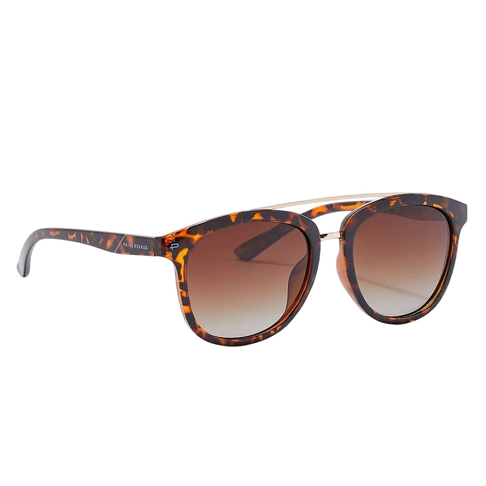 PRIVE REVAUX The Judge - Polarized Tortoise Sunglasses with Gold Brow Bar