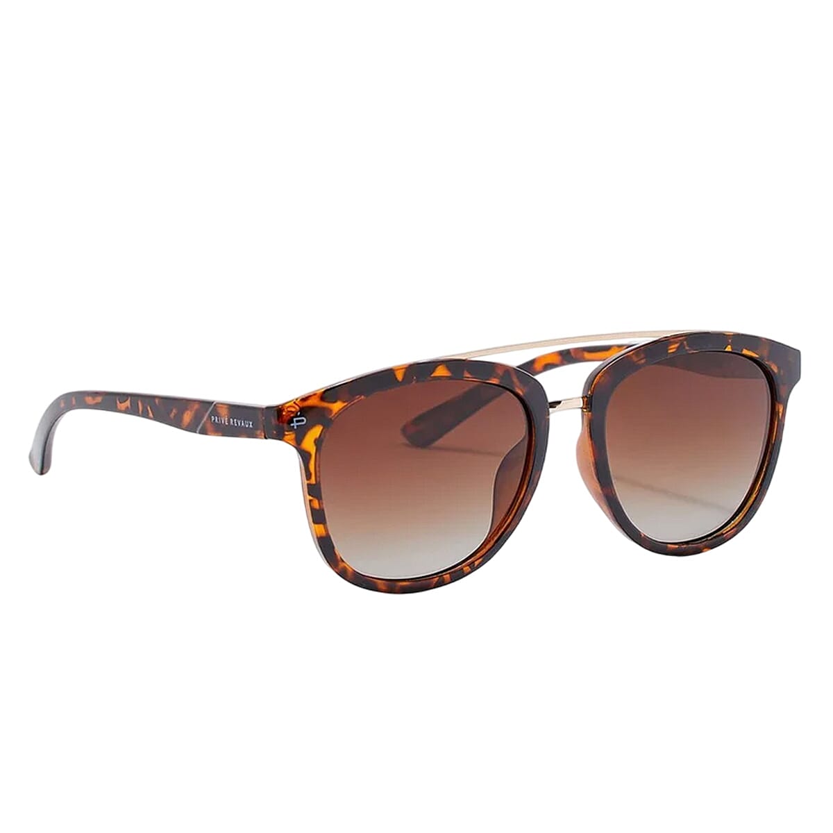 PRIVE REVAUX The Judge - Polarized Tortoise Sunglasses with Gold Brow Bar