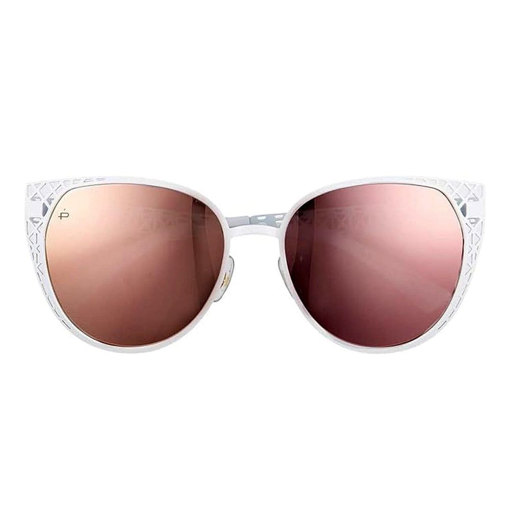 PRIVE REVAUX The Monarch - Polarized White Cat-Eye Sunglasses with Rose Gold Mirror Lens