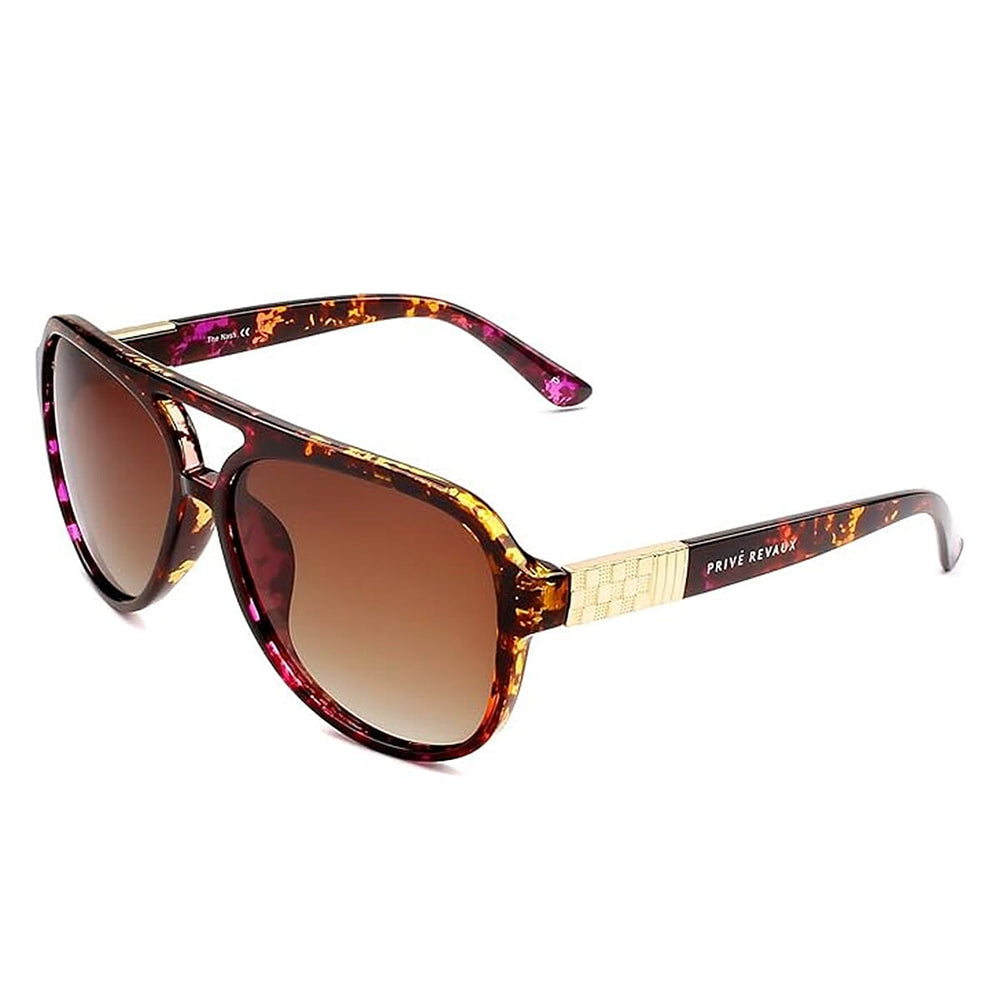 PRIVE REVAUX The Nash - Polarized Tortoise Sunglasses with Gold Detail - Gradient Brown Lens