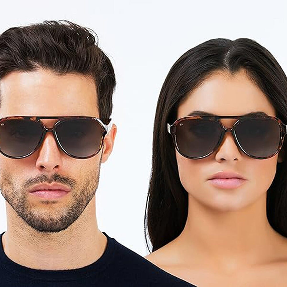 PRIVE REVAUX The Nash - Polarized Tortoise Sunglasses with Gold Detail - Gradient Brown Lens