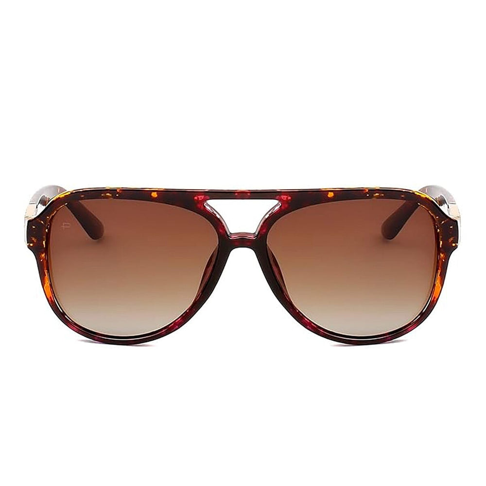PRIVE REVAUX The Nash - Polarized Tortoise Sunglasses with Gold Detail - Gradient Brown Lens