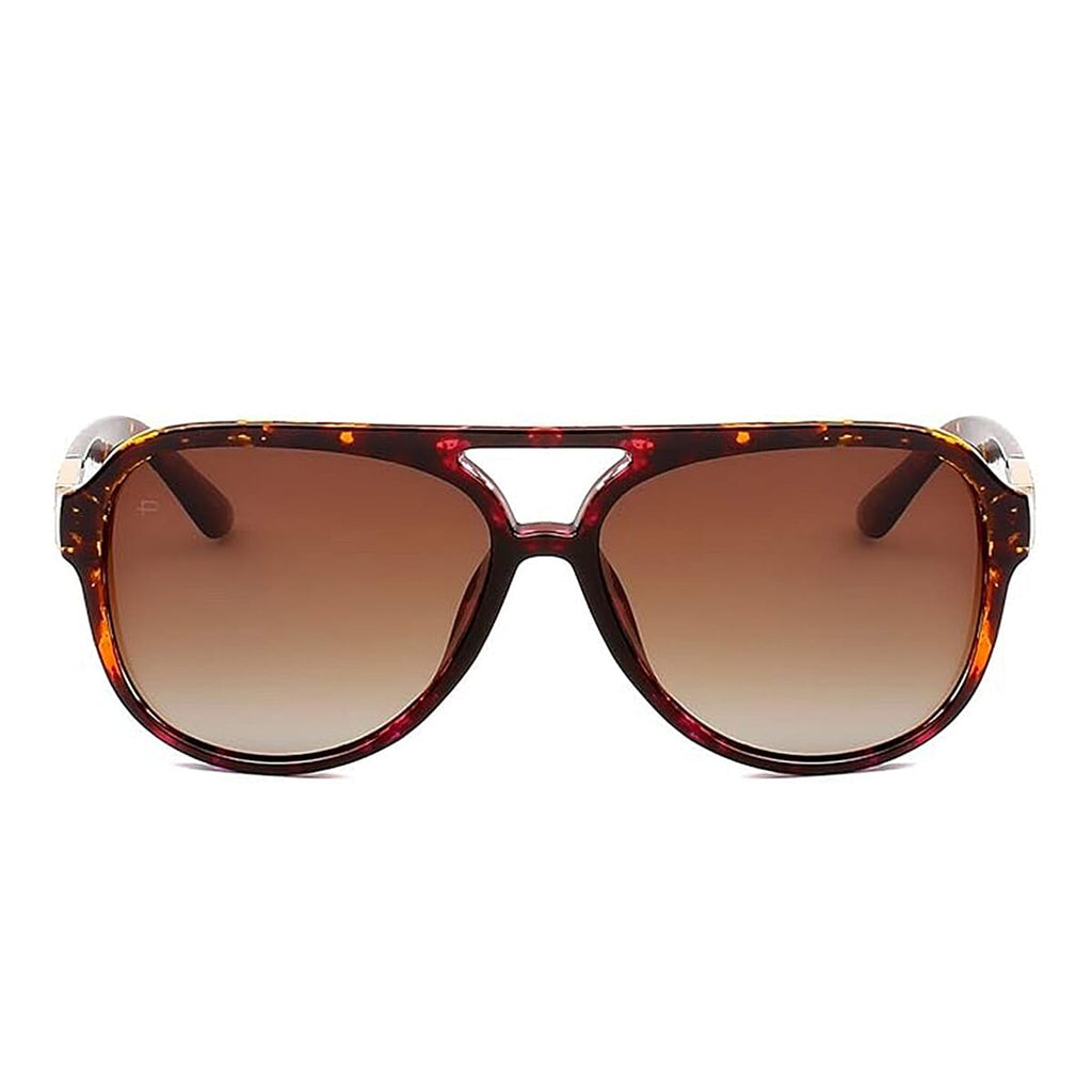 PRIVE REVAUX The Nash - Polarized Tortoise Sunglasses with Gold Detail - Gradient Brown Lens