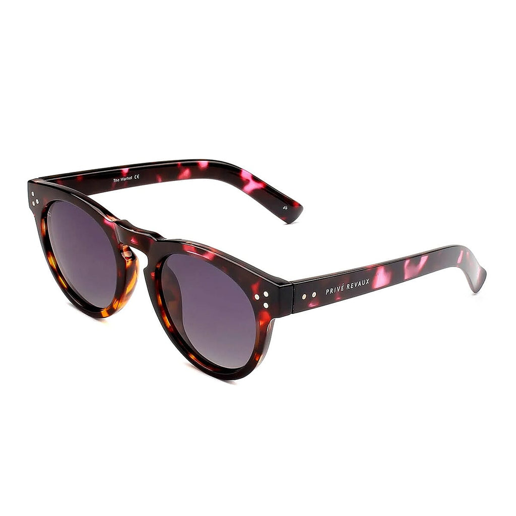 PRIVE REVAUX The Warhol - Retro Polarized Purple Tortoise Round Sunglasses with UV400 Gradient Lens