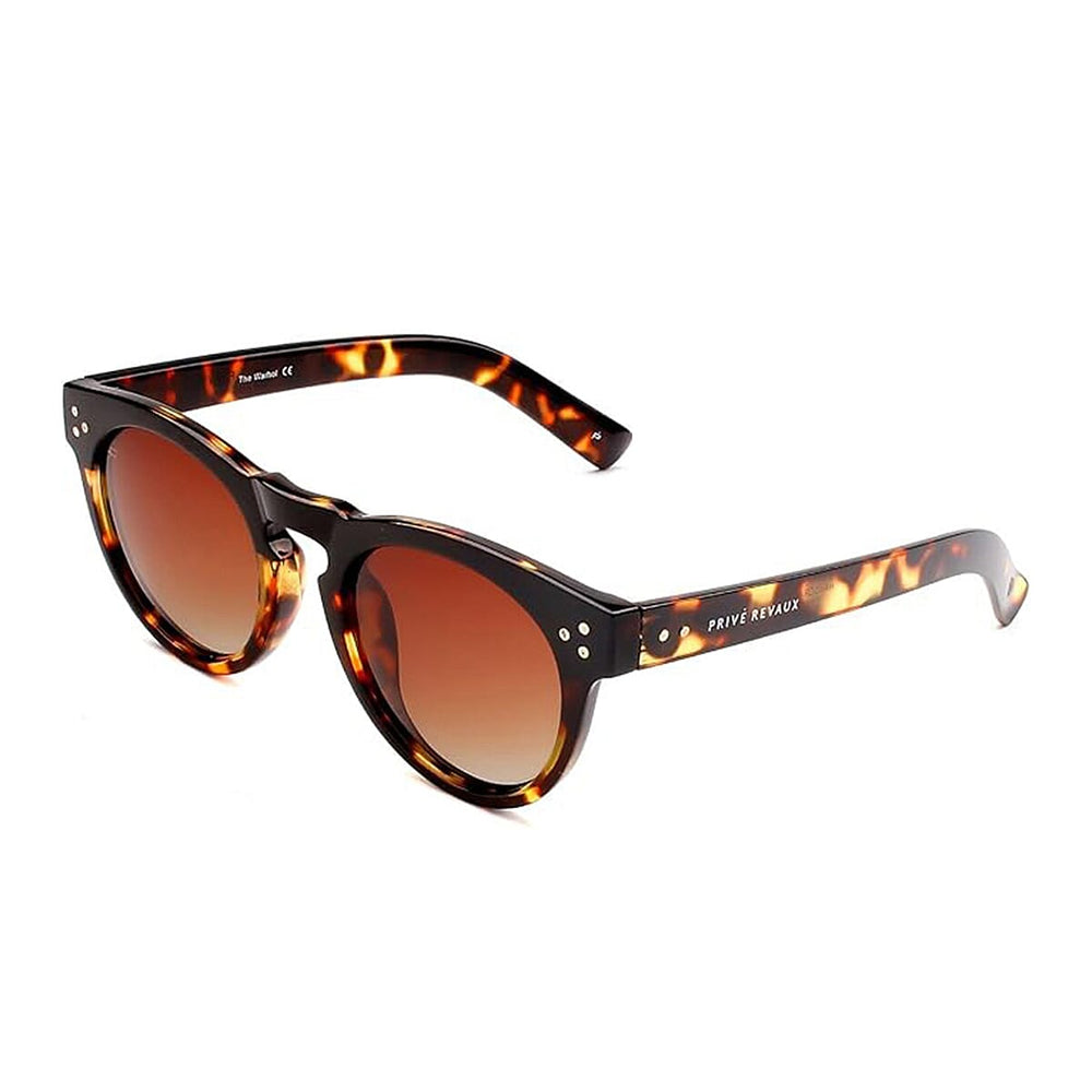 PRIVE REVAUX The Warhol - Retro Round Polarized Sunglasses, Tortoise Frame - UV400 Brown Gradient Lens