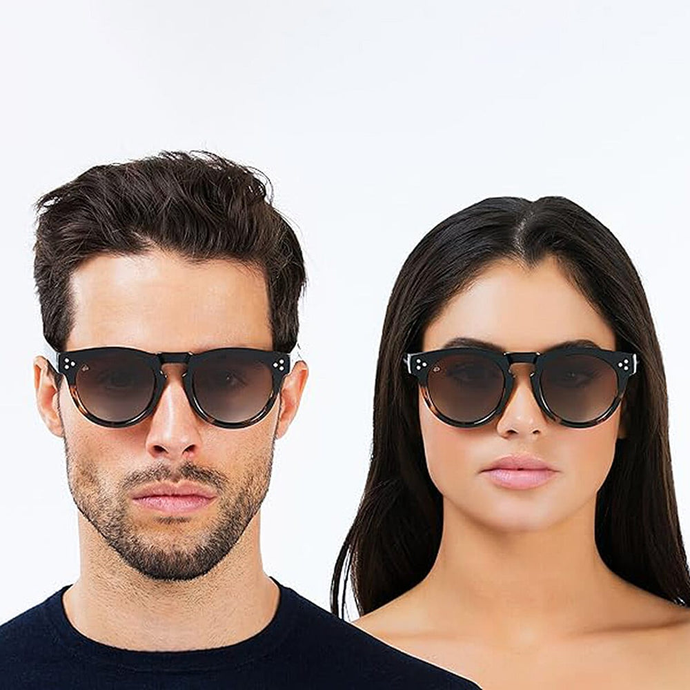 PRIVE REVAUX The Warhol - Retro Round Polarized Sunglasses, Tortoise Frame - UV400 Brown Gradient Lens