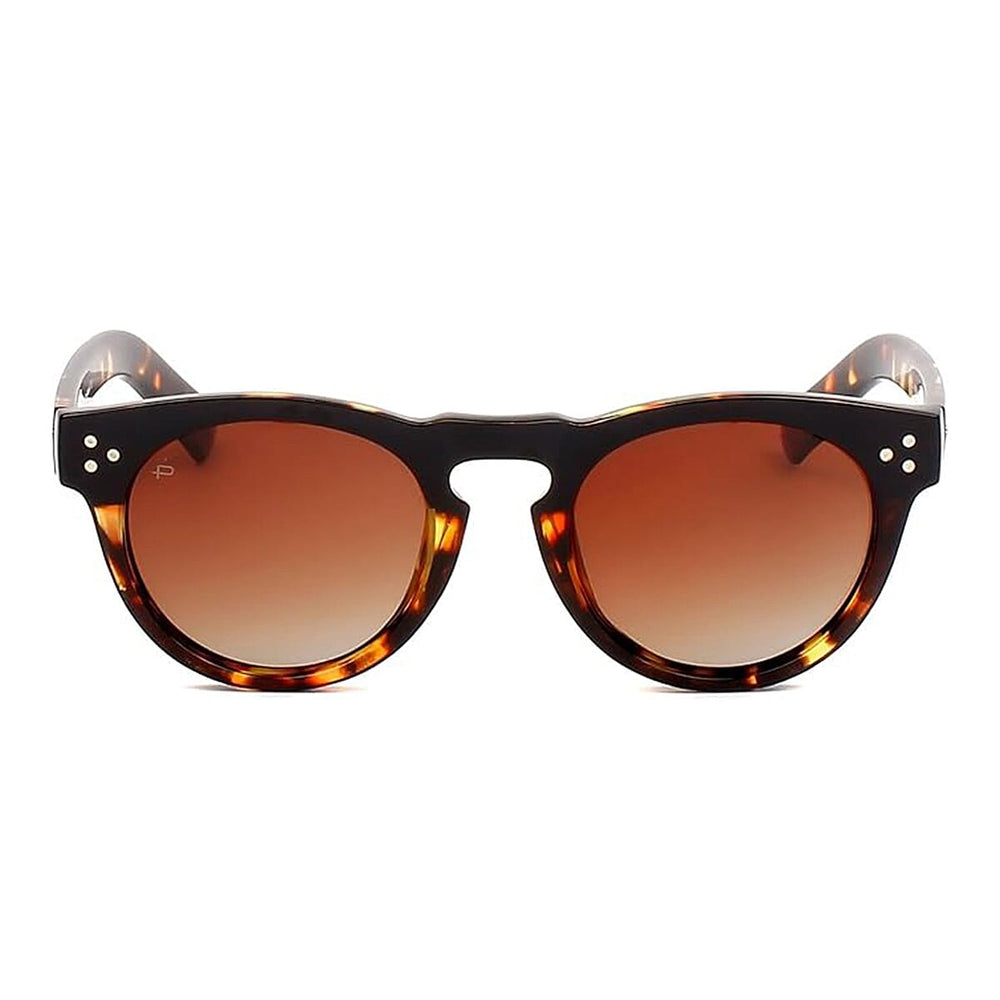 PRIVE REVAUX The Warhol - Retro Round Polarized Sunglasses, Tortoise Frame - UV400 Brown Gradient Lens