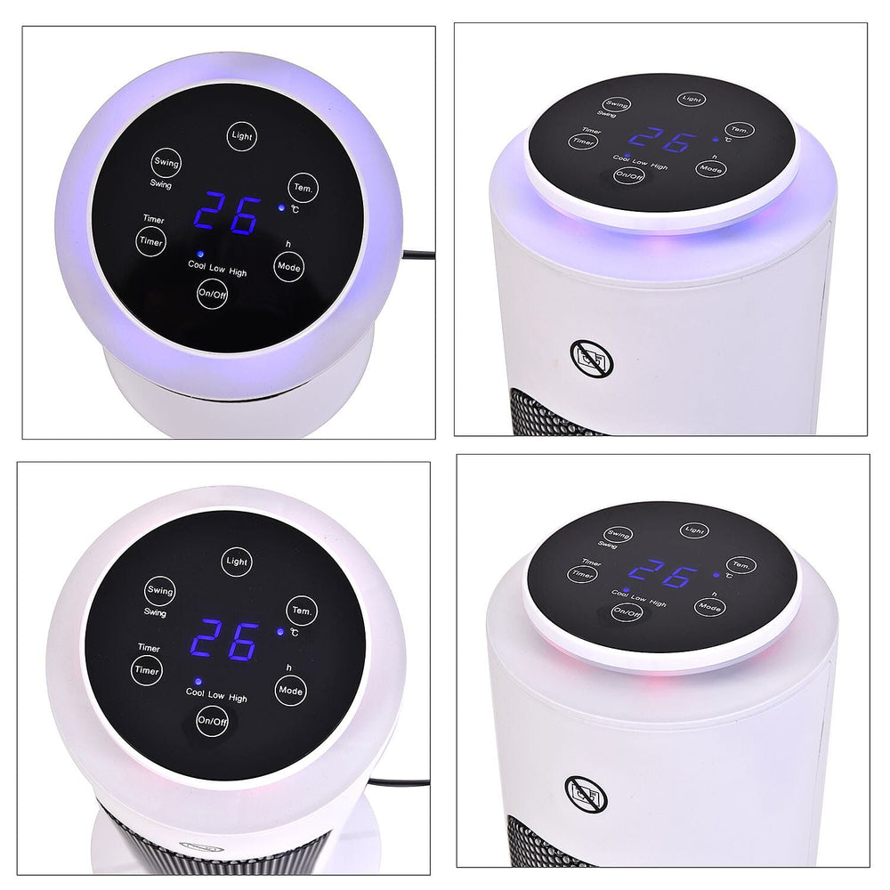 PTC Heater with Remote Control and Light Option (Size 62x22x22 Cm) - Black