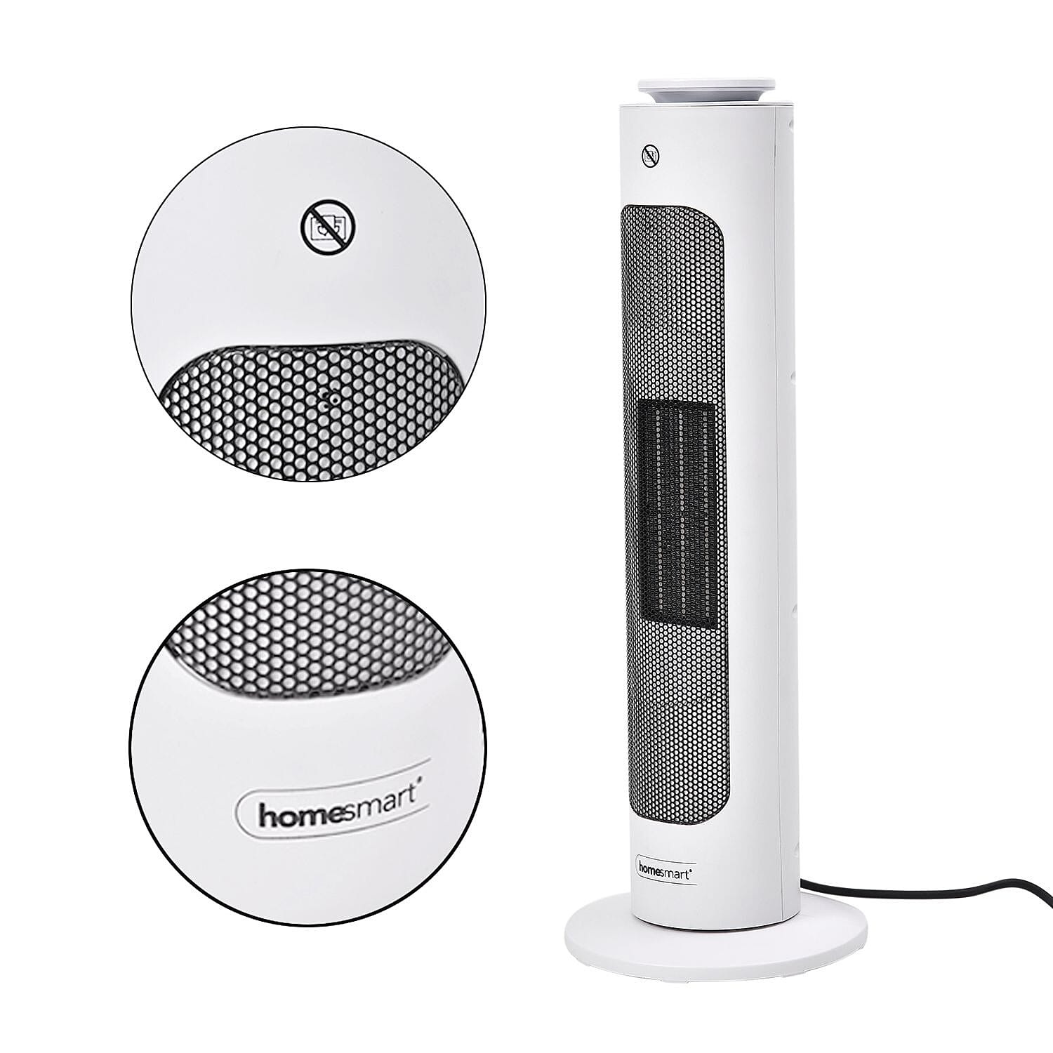 PTC Heater with Remote Control and Light Option (Size 62x22x22 Cm) - Black