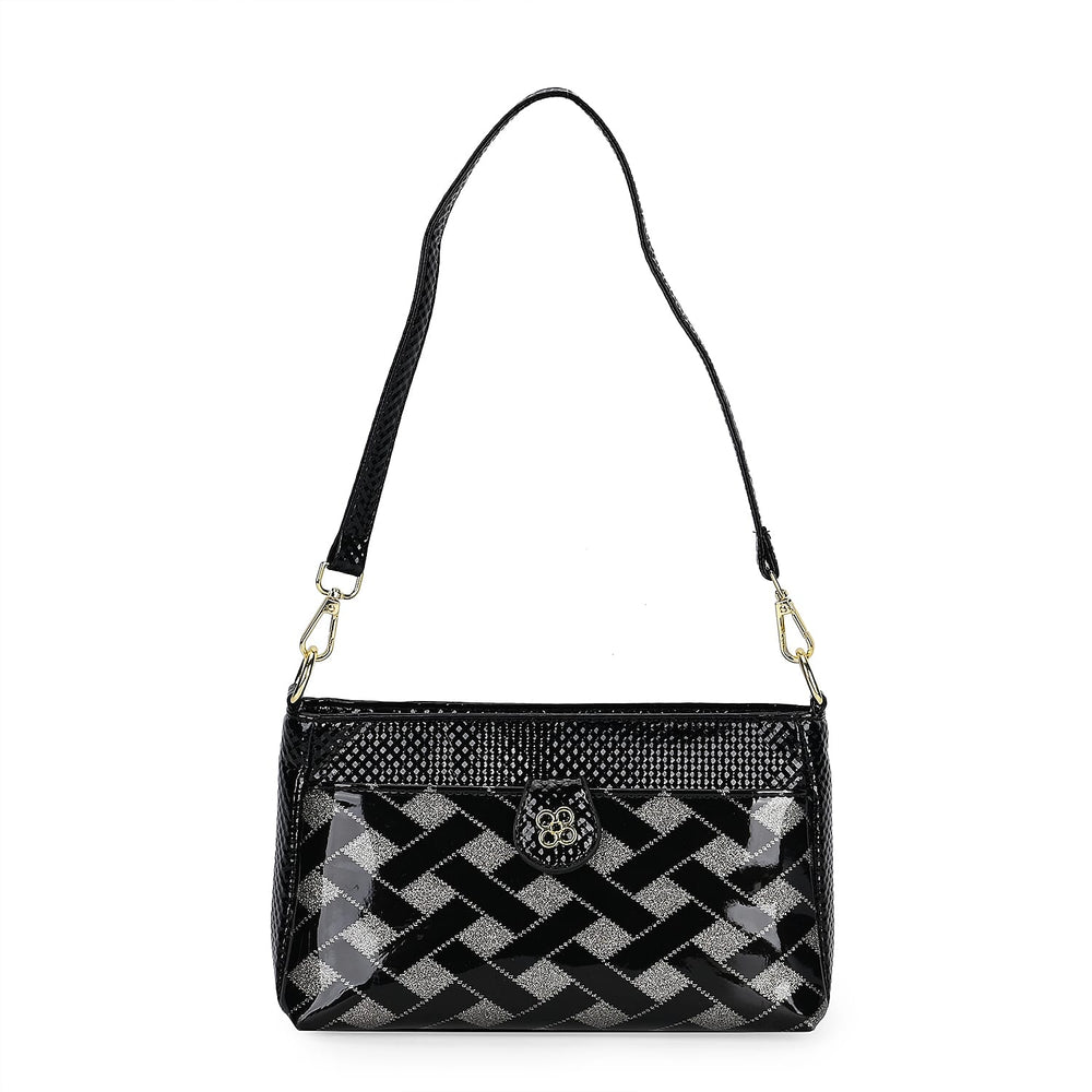 Checkered Crossbody Bag - Black