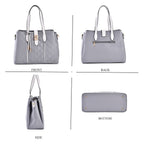 Leatherette Embossed Checker Pattern Crossbody Bag with Handle Drop - Adjustable Shoulder Strap - Grey