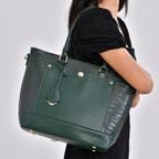 Leatherette Croc Emobossed Crossbody Bag with Handle Drop - Olive