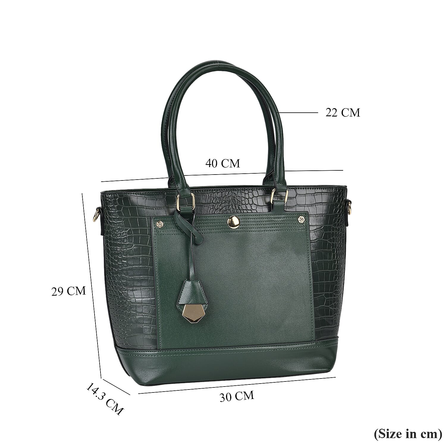 Leatherette Croc Emobossed Crossbody Bag with Handle Drop - Olive