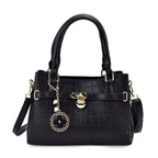 Closeout Deal - Crocodile Embossed Crossbody Bag with Shoulder Strap - Black