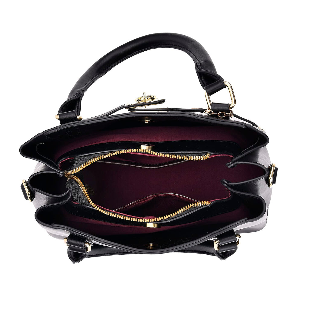 Closeout Deal - Crocodile Embossed Crossbody Bag with Shoulder Strap - Black