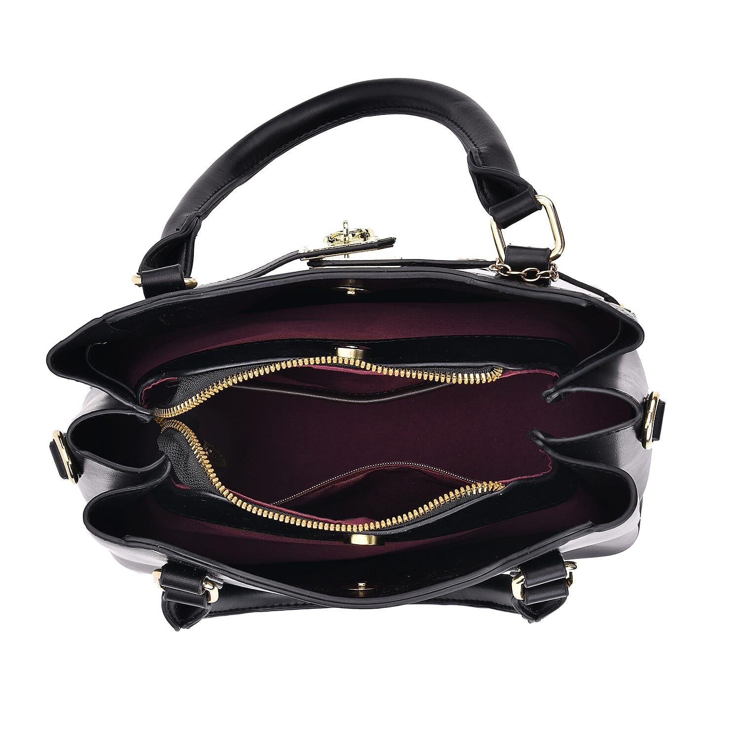 Closeout Deal - Crocodile Embossed Crossbody Bag with Shoulder Strap - Black