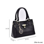 Closeout Deal - Crocodile Embossed Crossbody Bag with Shoulder Strap - Black