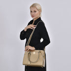 Leatherette Crossbody Bag with Dual Handle Drop - Adjustable Shoulder Strap - Gold