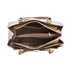 Leatherette Crossbody Bag with Dual Handle Drop - Adjustable Shoulder Strap - Gold