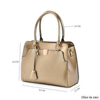 Leatherette Crossbody Bag with Dual Handle Drop - Adjustable Shoulder Strap - Gold