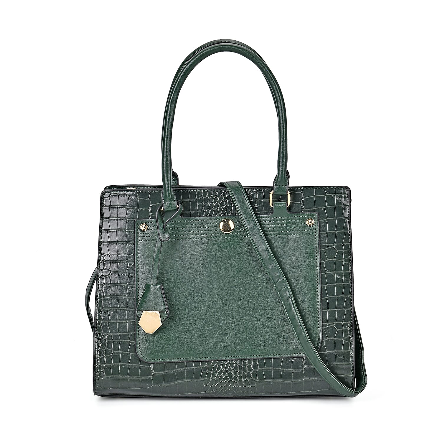 PU Crocodile Crossbody Bag (Size 35x12x25 cm) - Olive & Olive