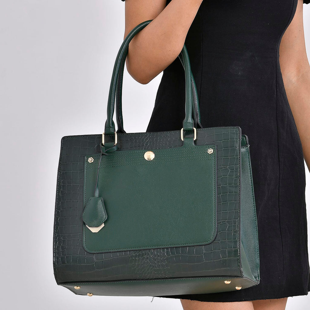PU Crocodile Crossbody Bag (Size 35x12x25 cm) - Olive & Olive