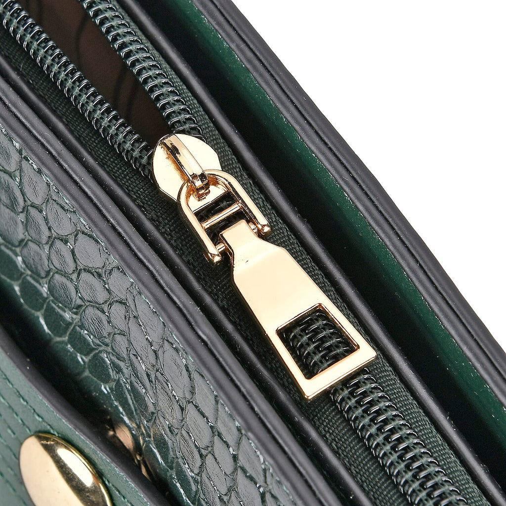 PU Crocodile Crossbody Bag (Size 35x12x25 cm) - Olive & Olive