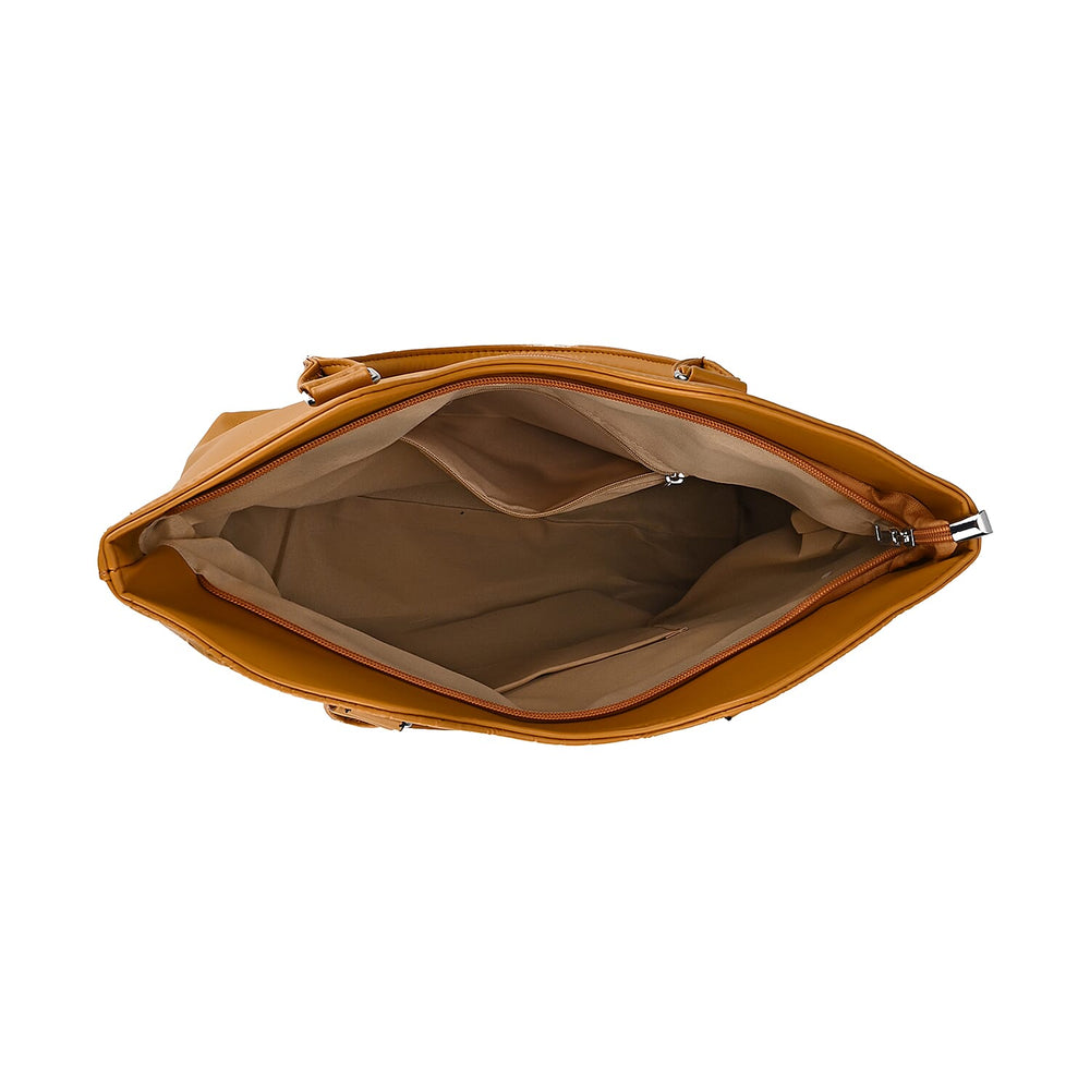 Leatherette Embossed Crocodile Pattern Tote Bag with Handle Drop - Yellow