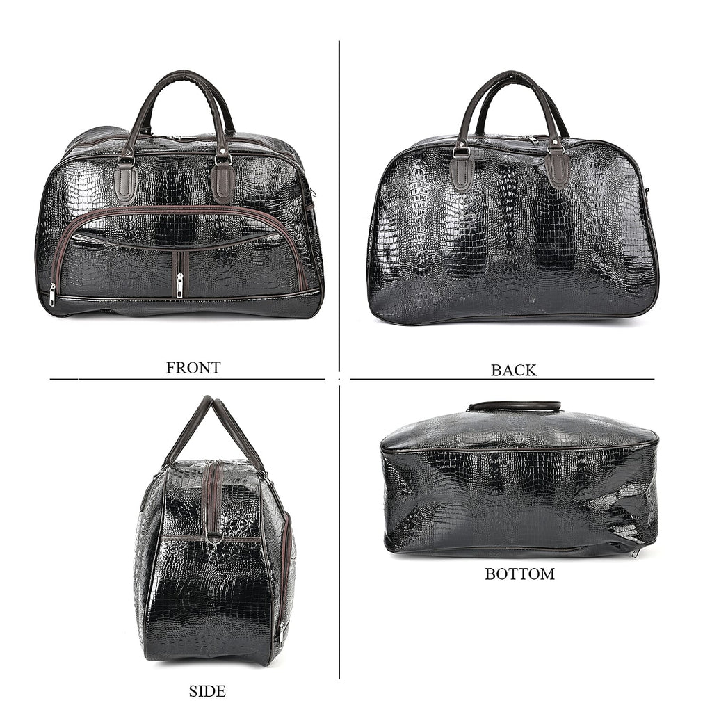 Crocodile Pattern Travel Bag - Black
