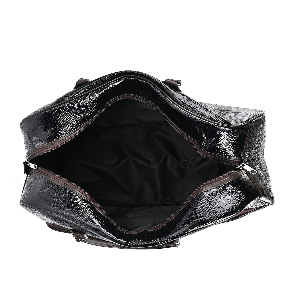Crocodile Pattern Travel Bag - Black