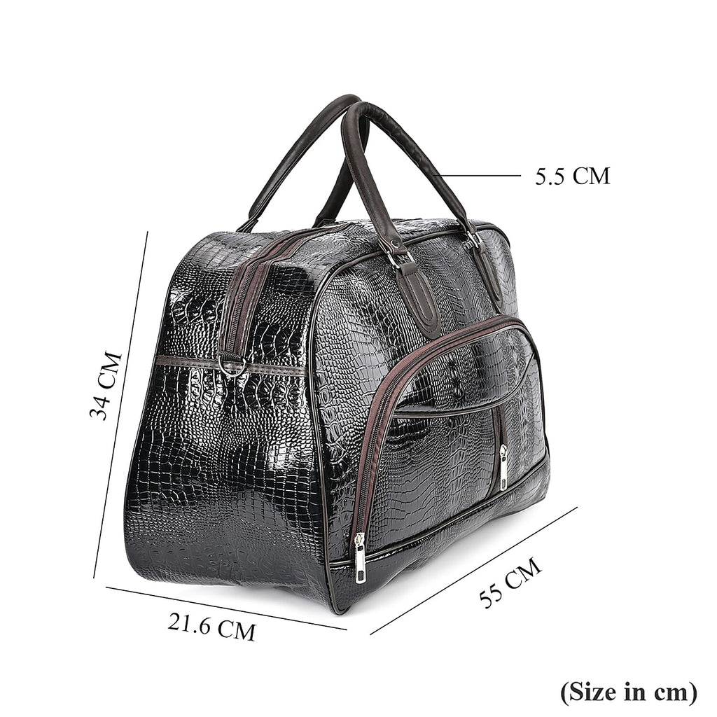 Crocodile Pattern Travel Bag - Black