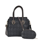 Embossed Rhomboid Handbag with Detachable Shoulder Strap - Coin Bag - Black