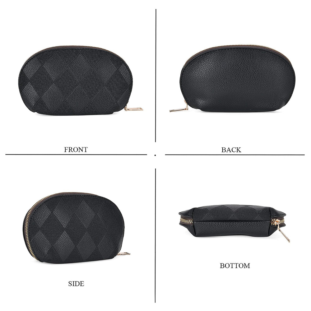 Embossed Rhomboid Handbag with Detachable Shoulder Strap - Coin Bag - Black