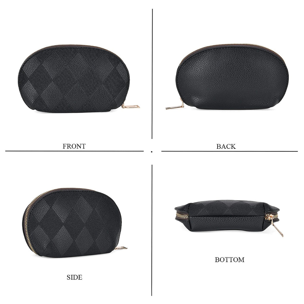 Embossed Rhomboid Handbag with Detachable Shoulder Strap - Coin Bag - Black