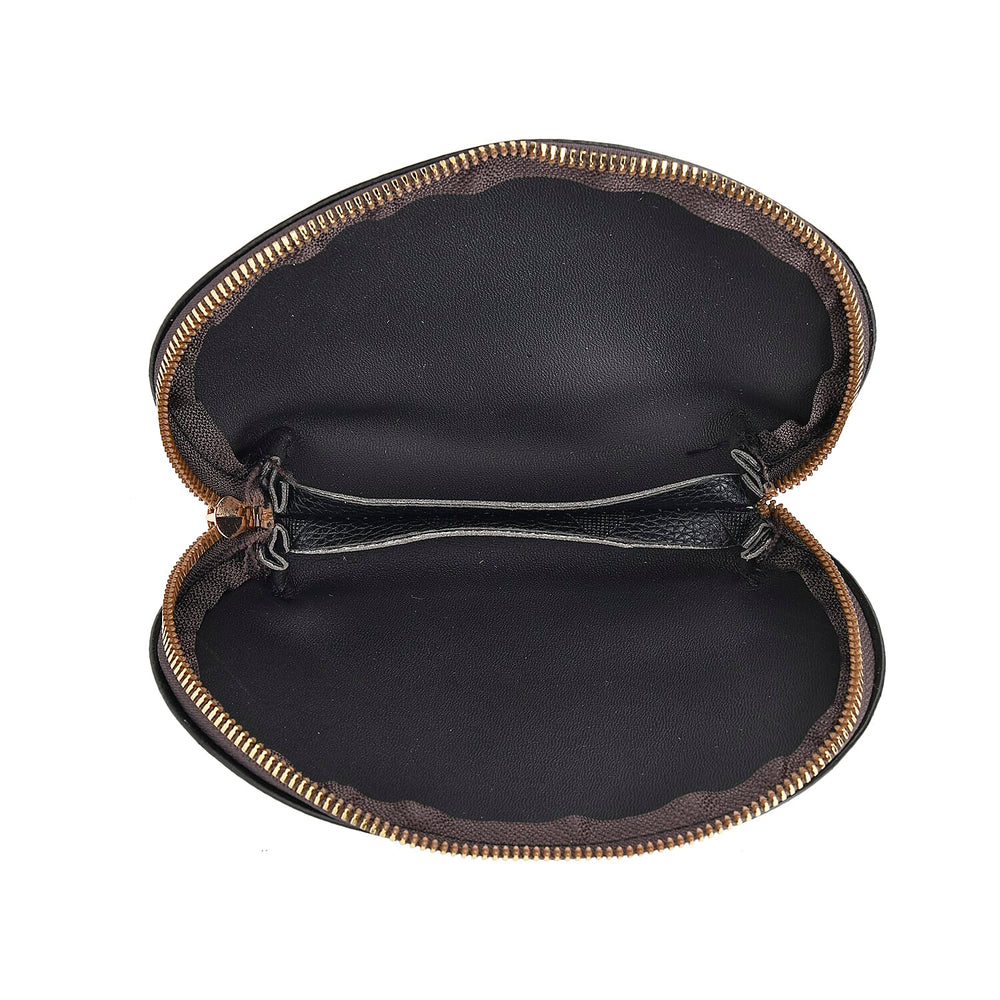 Embossed Rhomboid Handbag with Detachable Shoulder Strap - Coin Bag - Black