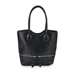 Leatherette Flower Pattern Tote Bag - Black