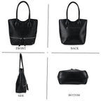 Leatherette Flower Pattern Tote Bag - Black