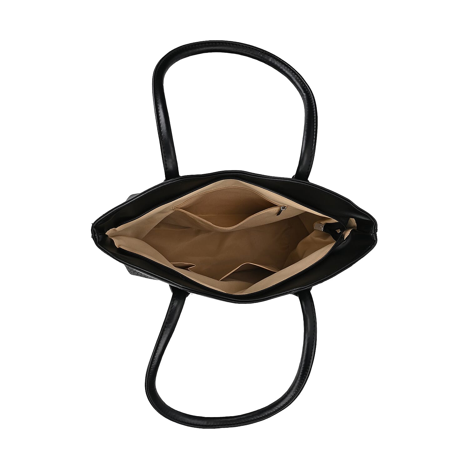 Leatherette Flower Pattern Tote Bag - Black