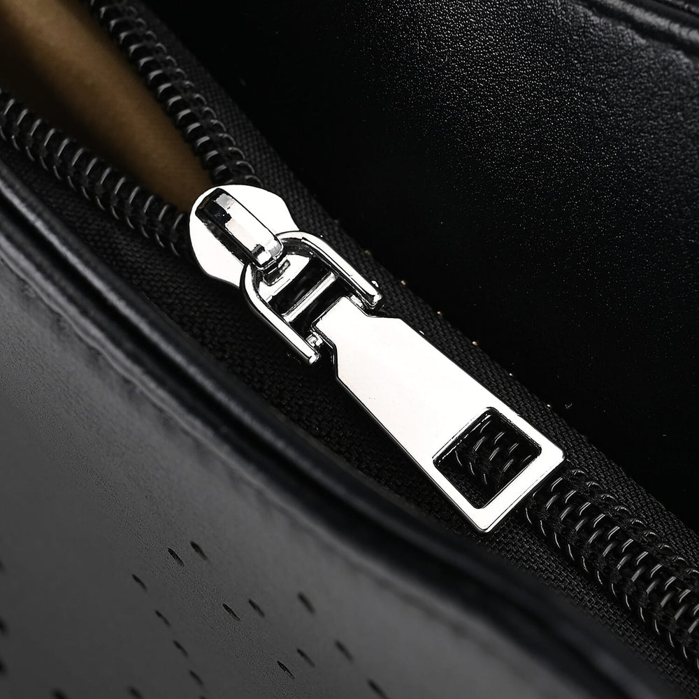 Leatherette Flower Pattern Tote Bag - Black