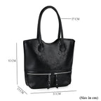 Leatherette Flower Pattern Tote Bag - Black