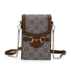Floral Print Wallet Style Sling Bag with Shoulder Strap (135cm) - Brown - Dark Wine